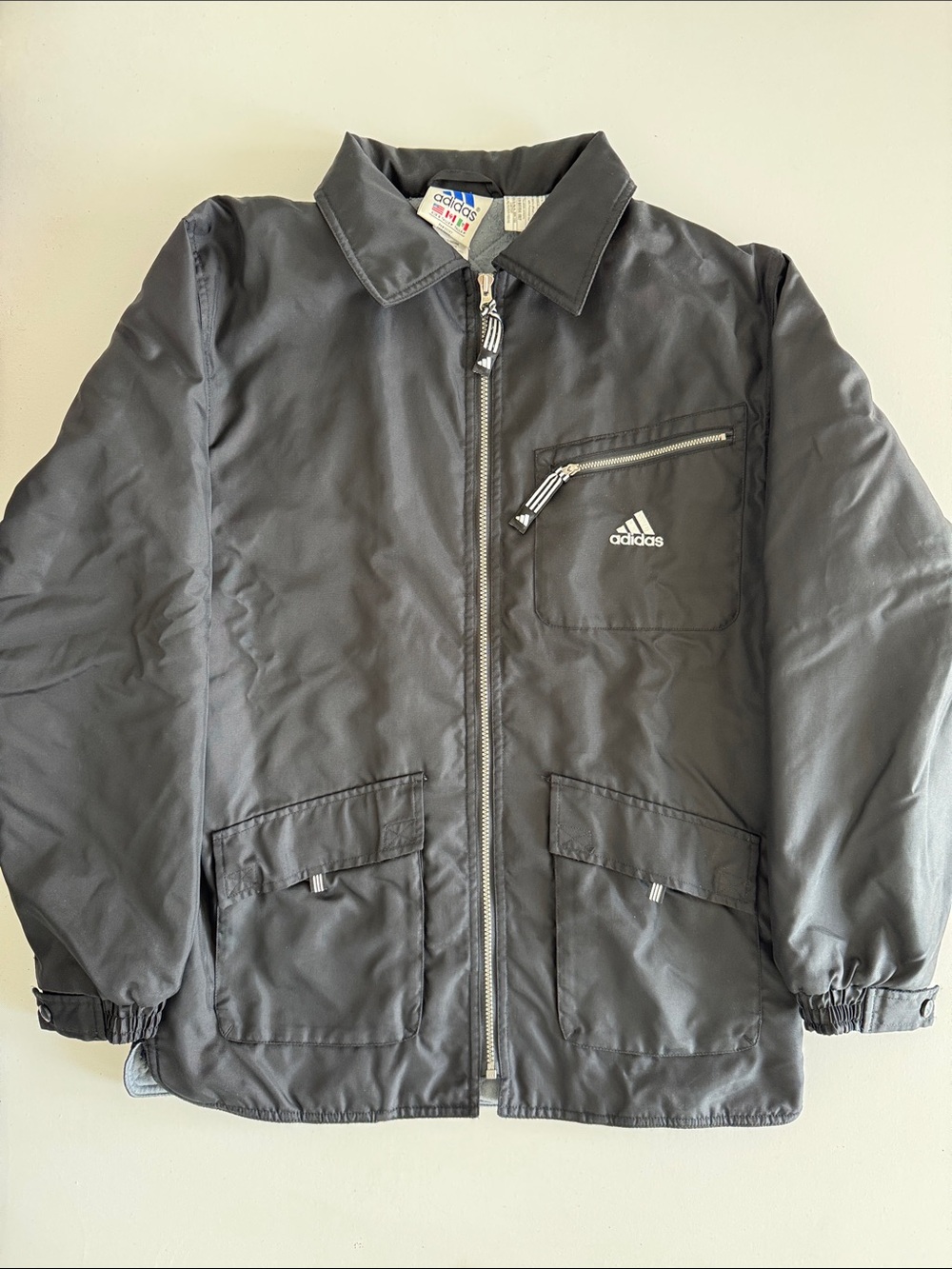 adidas Mens Black Puffer Jacket with Zip Pockets